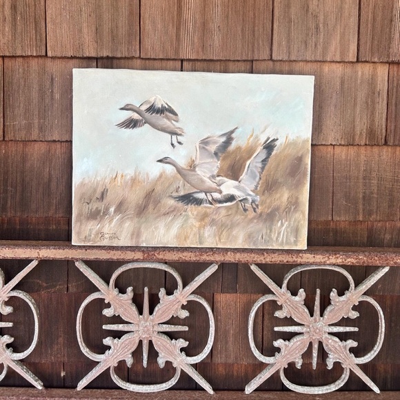 Other - Original Vintage Oil Painting of Seagulls over Seagrass by Marion Pfeiffer